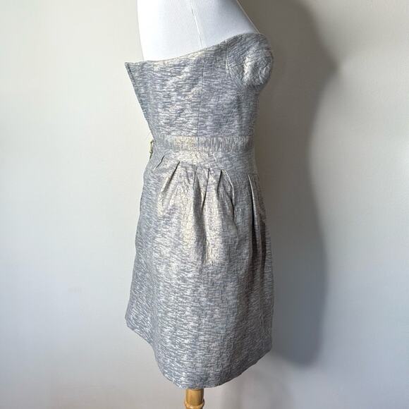 Peter Som Silver Metallic Strapless Mini Dress - Picture 5 of 11